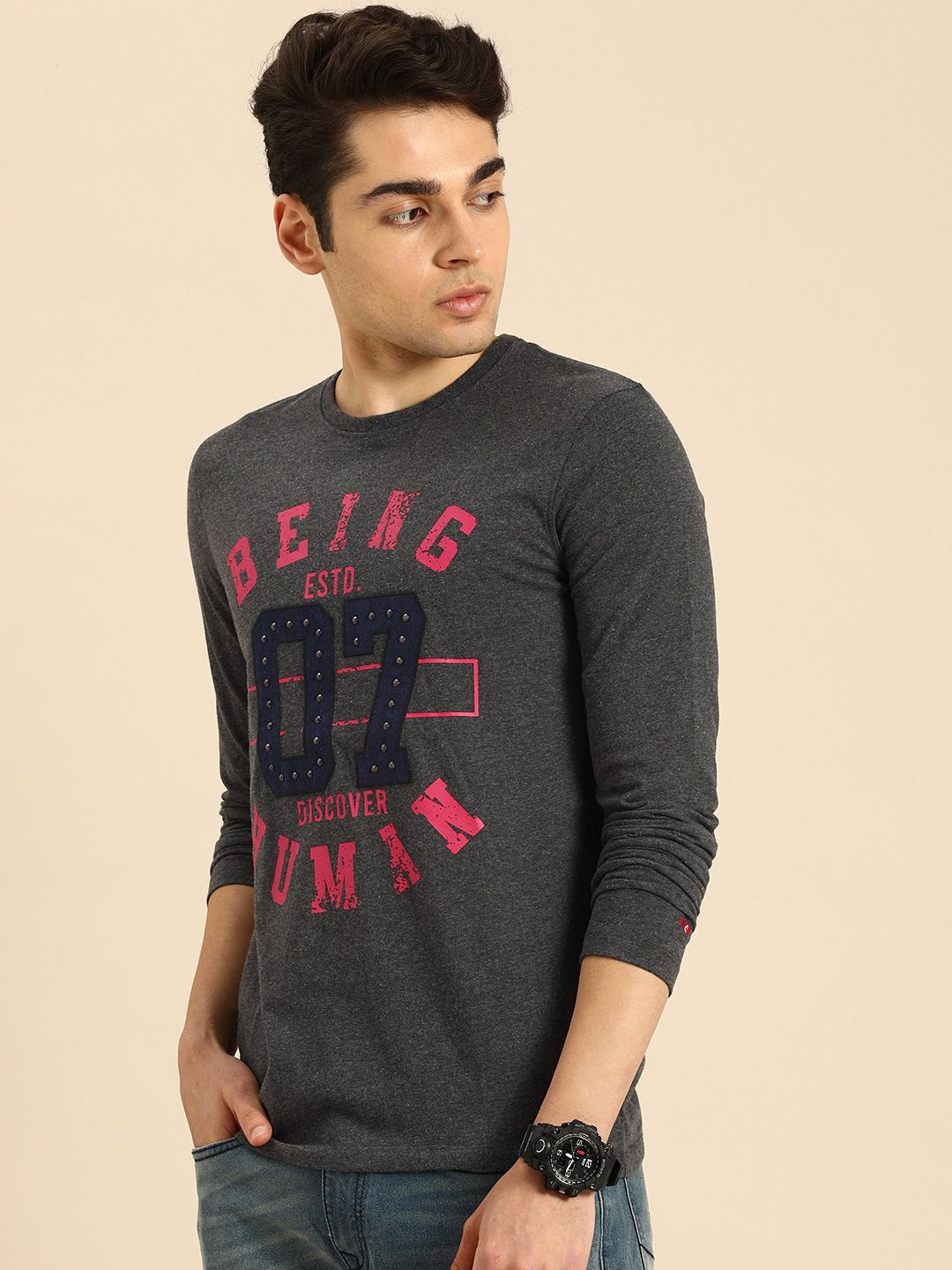 Being Human Clothing Men Brand Logo Printed T-shirt
