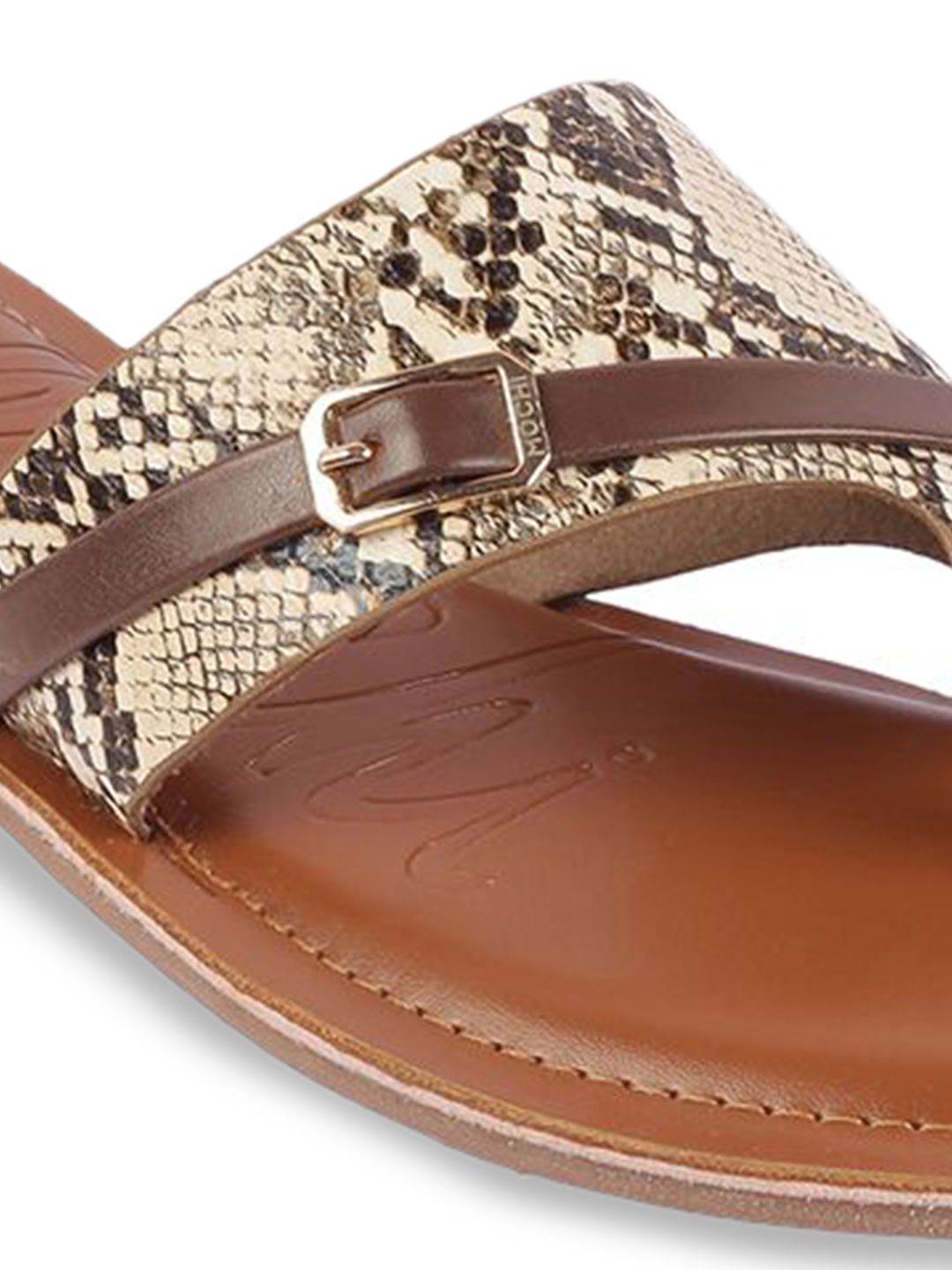 Mochi Women Printed One Toe Flats