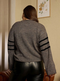 Berrylush Curve Women Plus Size Striped Pullover