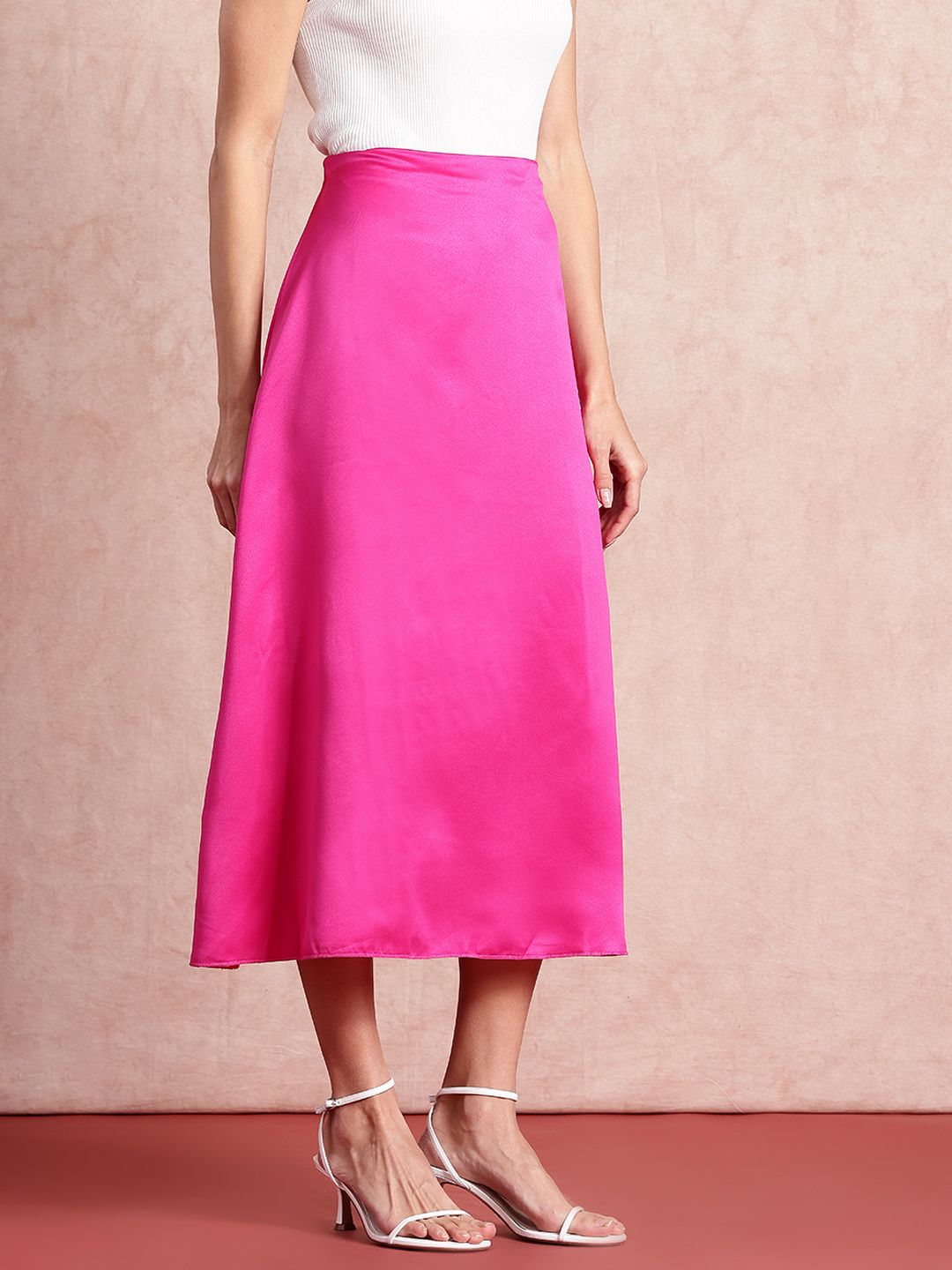 all about you Satin A-Line Midi Skirt