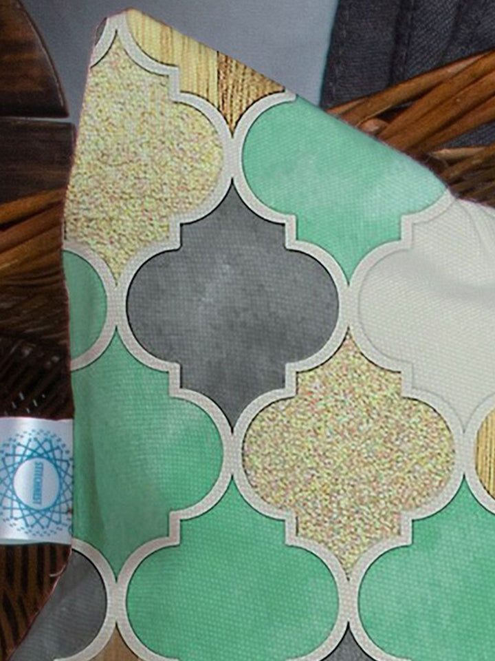 STITCHNEST Green & Yellow Set of 5 Geometric Printed 16" X 16" Square Cushion Covers