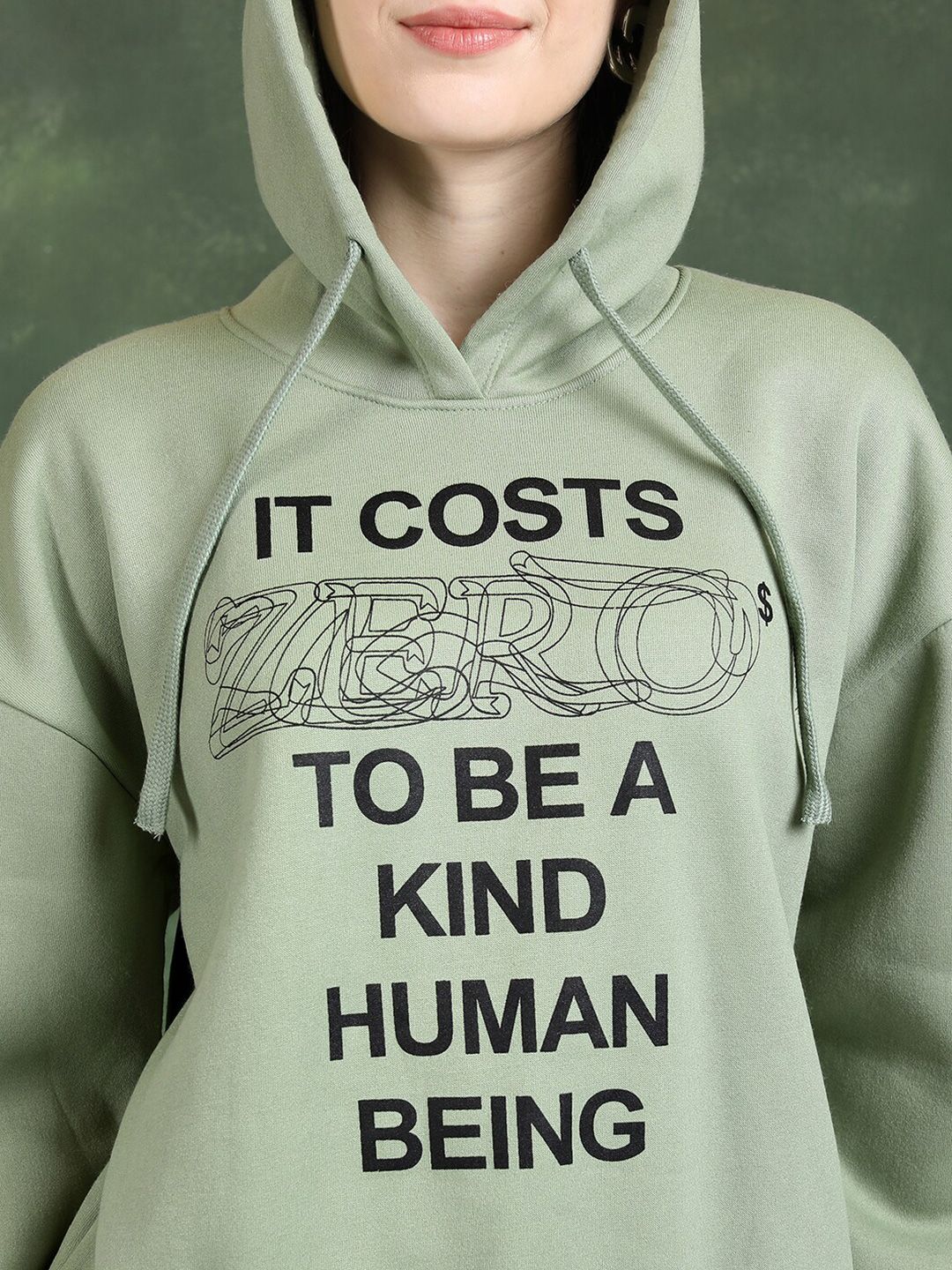 Tokyo Talkies Typography Hijau Bercetak Sweatshirt Berketerai