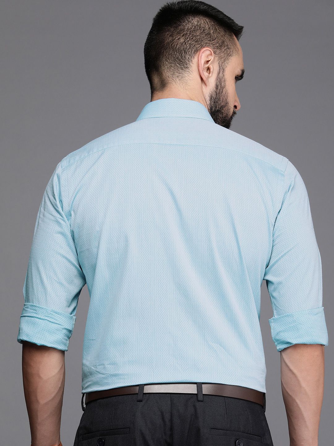 Raymond Pure Cotton Self Design Slim Fit Opaque Formal Shirt