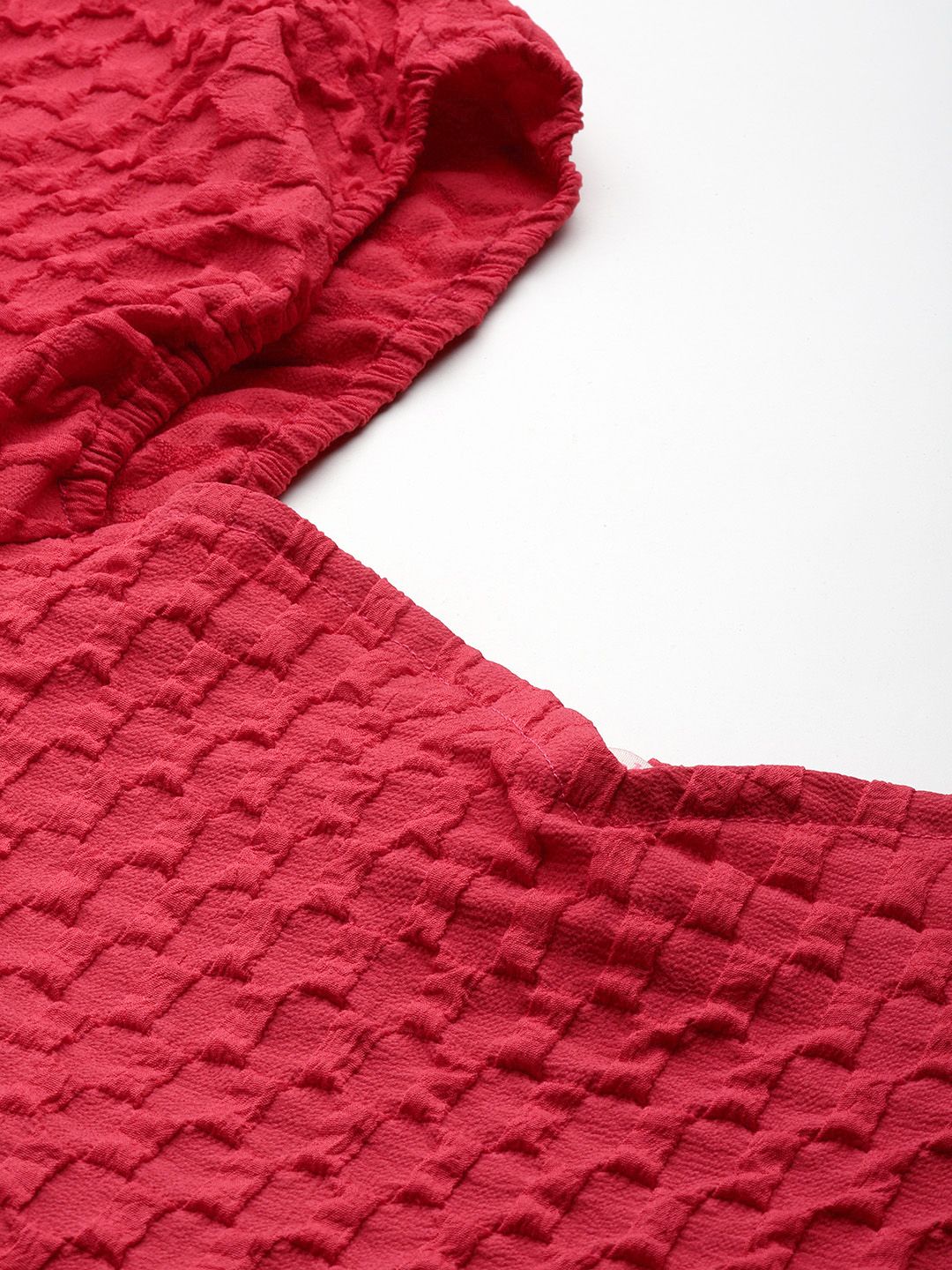 DressBerry Textured Sweetheart Neck  A-Line Dress