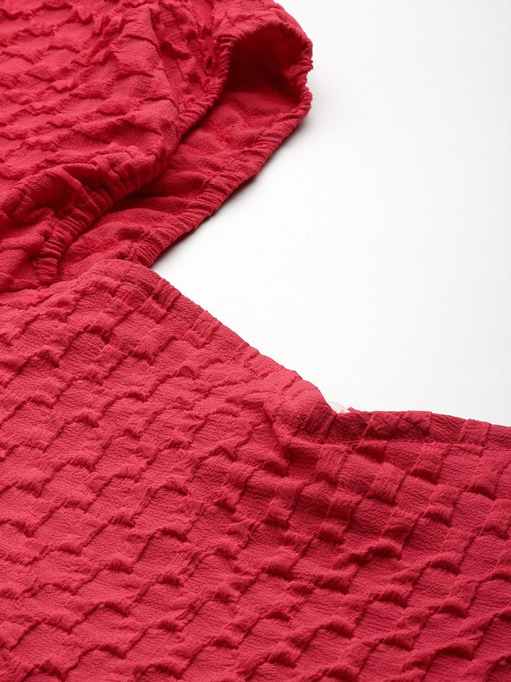 DressBerry Textured Sweetheart Neck  A-Line Dress