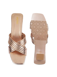 Metro Rose Gold Block Sandals