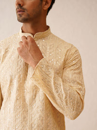 SOJANYA LUXE Men Floral Embroidered Regular Thread Work Kurta with Pyjamas