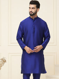SOJANYA Men Blue Solid Straight Kurta