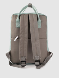 Lino Perros Women Grey & Sea Green Colourblocked Laptop Backpack