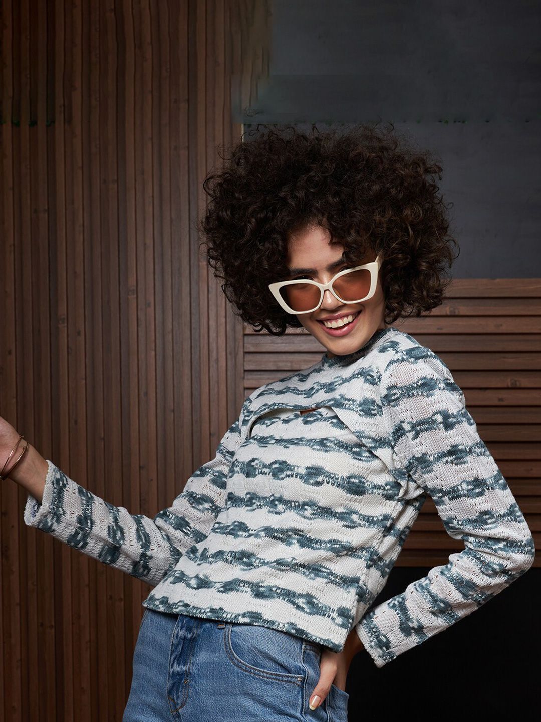 Athena Self Design knits Cut-Out Top