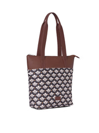 ZOUK Ethnic Motifs Printed Structured Jute Tote Bag