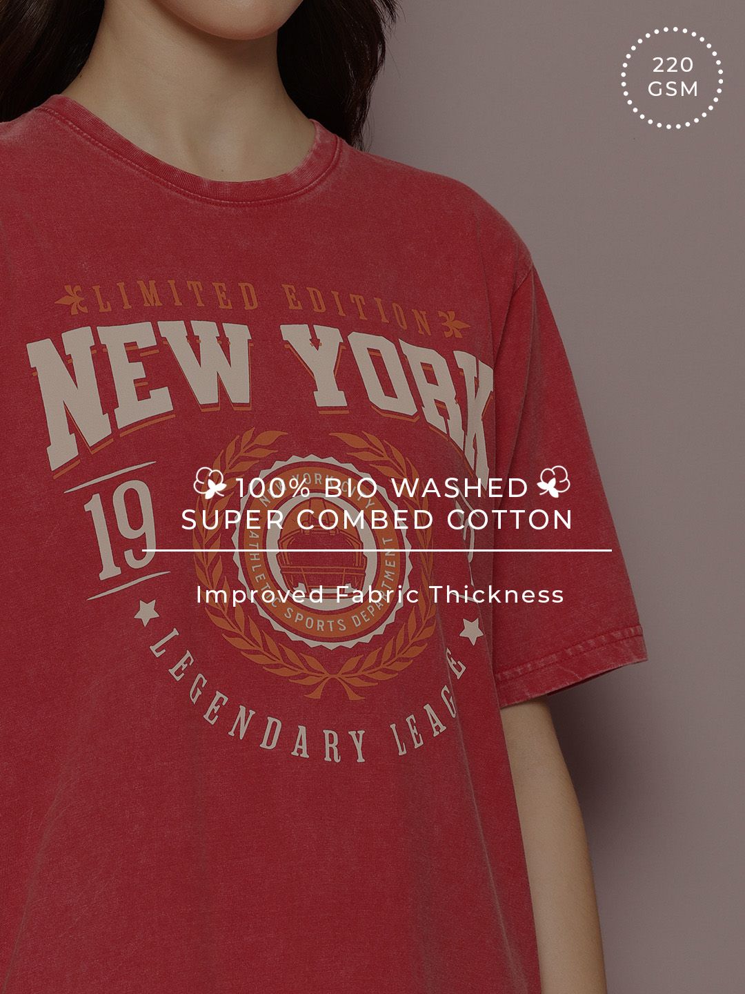 DILLINGER Women's Acid Washed Oversized Printed Tshirt