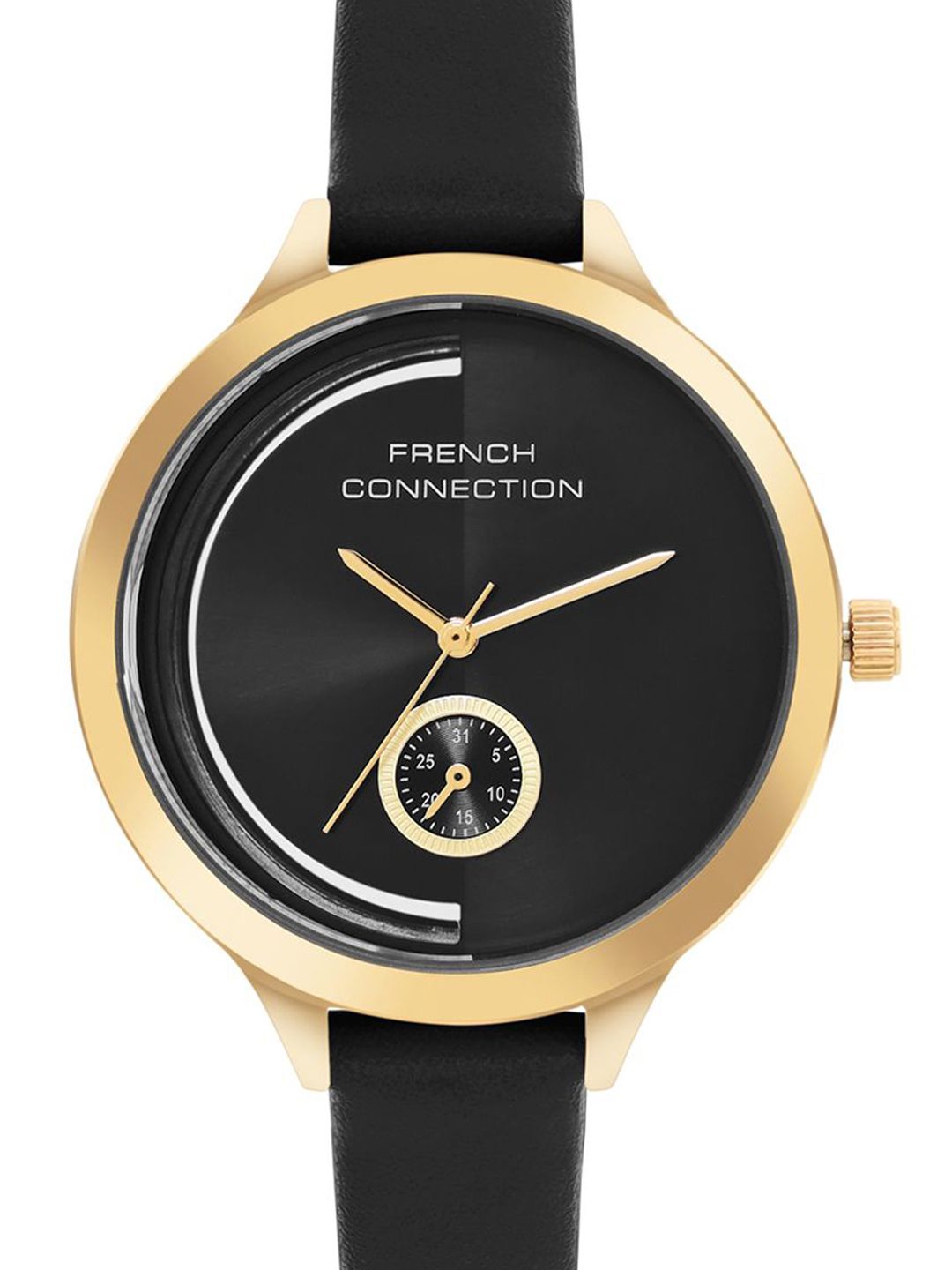 Sambungan Perancis Wanita Dial & Tali Kulit Analog Watch FCB12BL