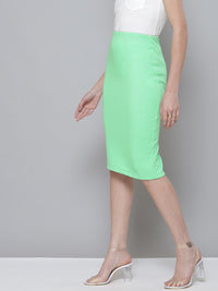 SASSAFRAS Women Green Solid Pencil Skirt