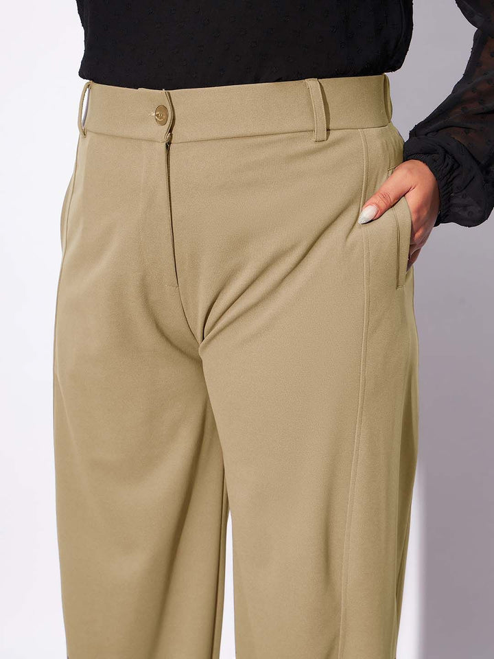 SASSAFRAS Curve Women Plus Size Straight Fit Parallel Trousers