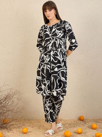 Indo Era Floral Printed Pure Cotton Tunic & Trousers