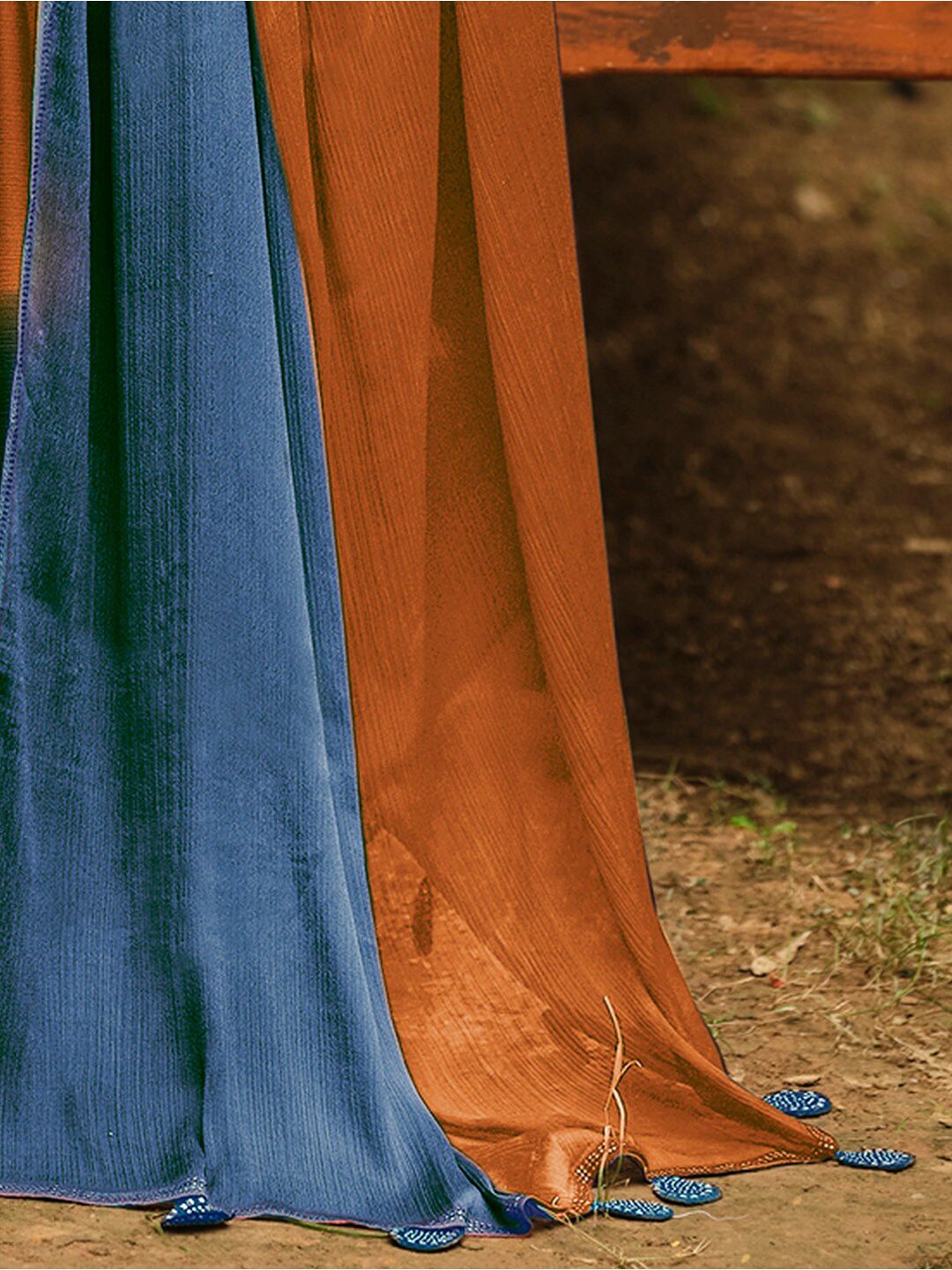 Saree mall Ombre Beads and Stones Pure Chiffon Sarees
