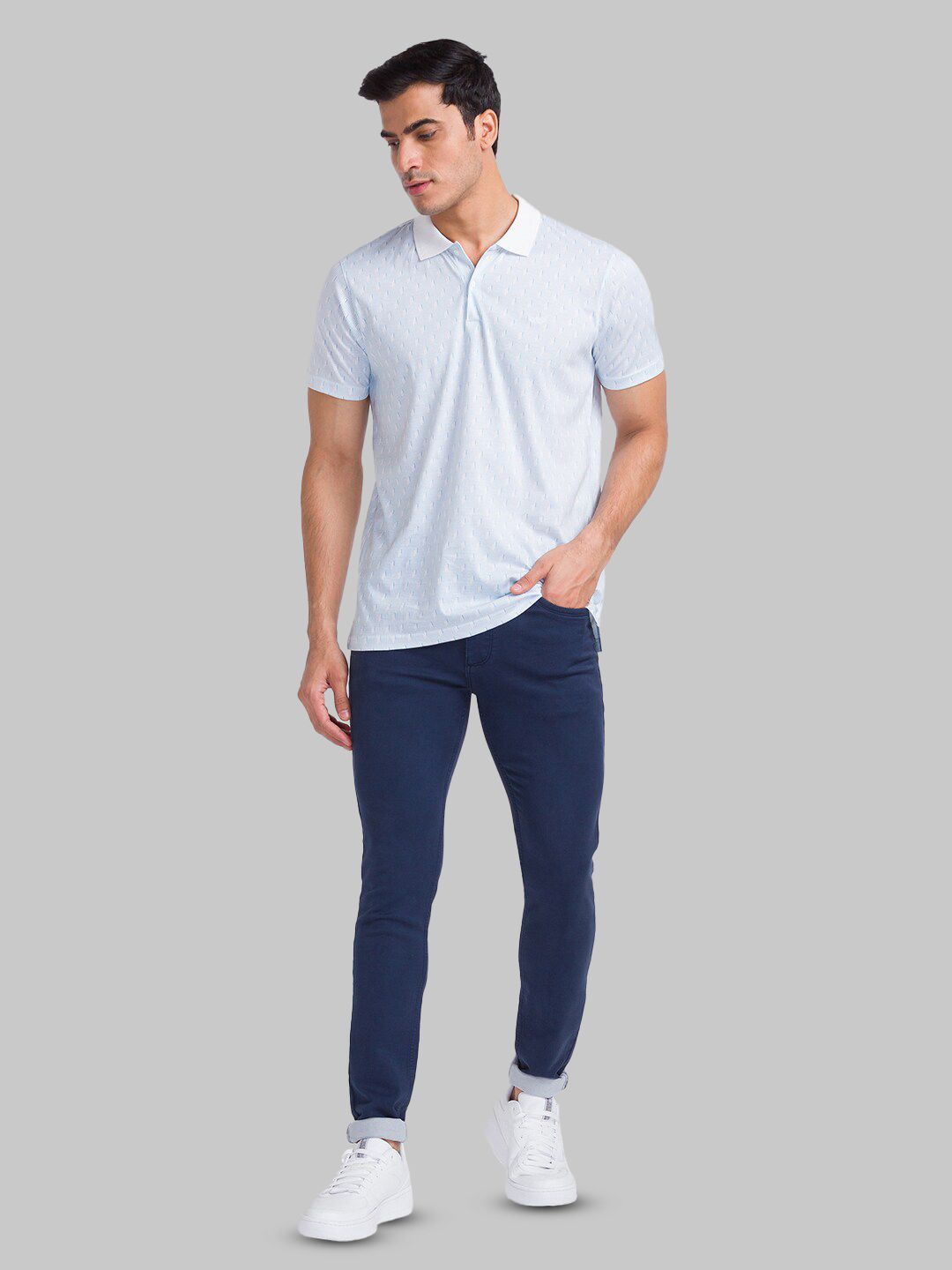 Park Avenue Geometric Printed Polo Collar Slim Fit T-shirt