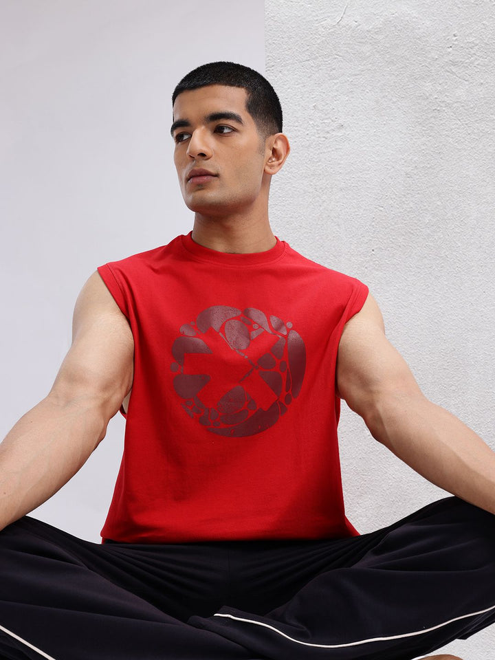 HRX oleh Hrithik Roshan dicetak T-shirt Yoga Kapas Pure