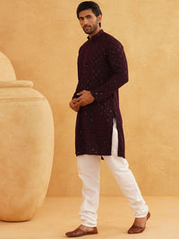 SOJANYA Geometric Embroidered Regular Sequinned Pure Cotton Kurta With Churidar