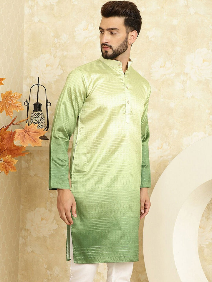SOJANYA Ombre Printed Sequinned Silk Cotton Kurta