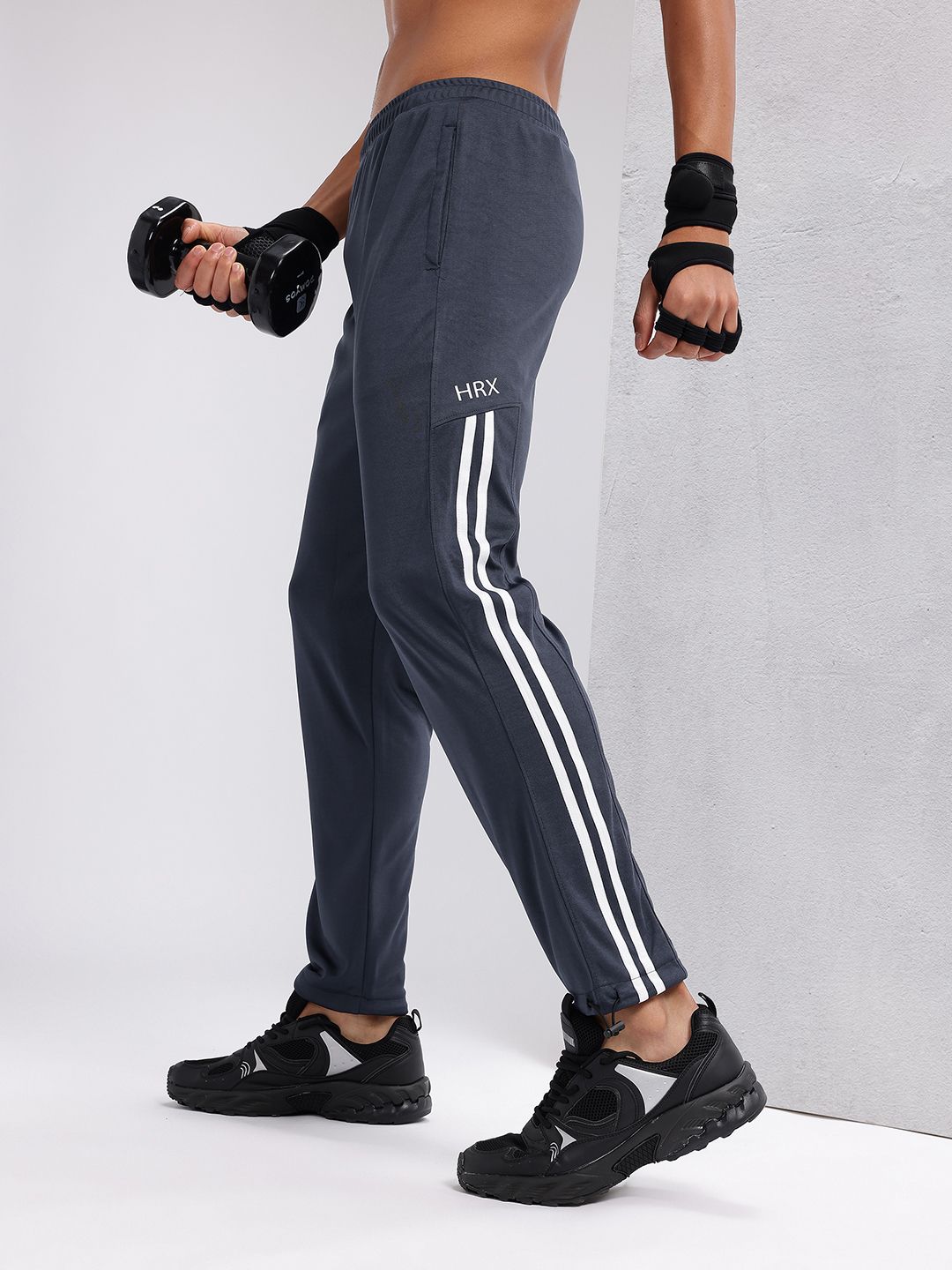 HRX by Hrithik Roshan Men Mid-Rise Rapid-Dry Training Track Pants with Toggle