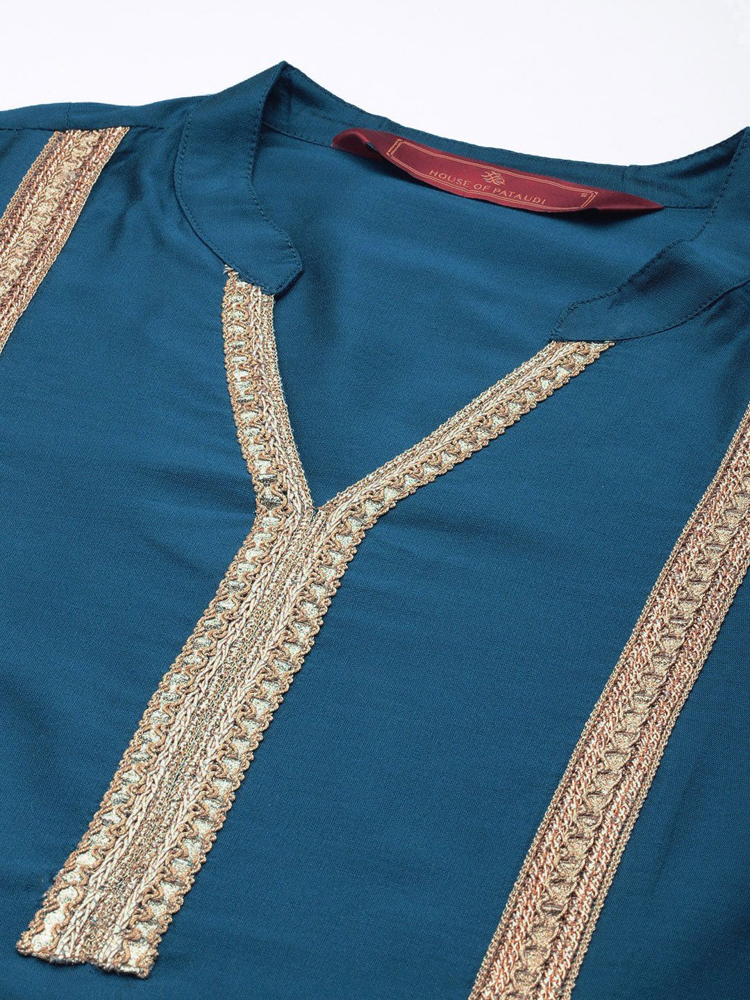 House of Pataudi Women Yoke Design Regular Gotta Patti Jashn Kurta With Trousers