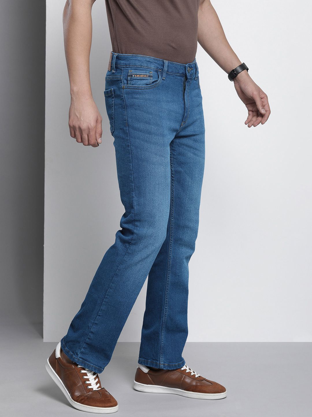 The Indian Garage Co Men Bootcut Light Fade Stretchable Jeans