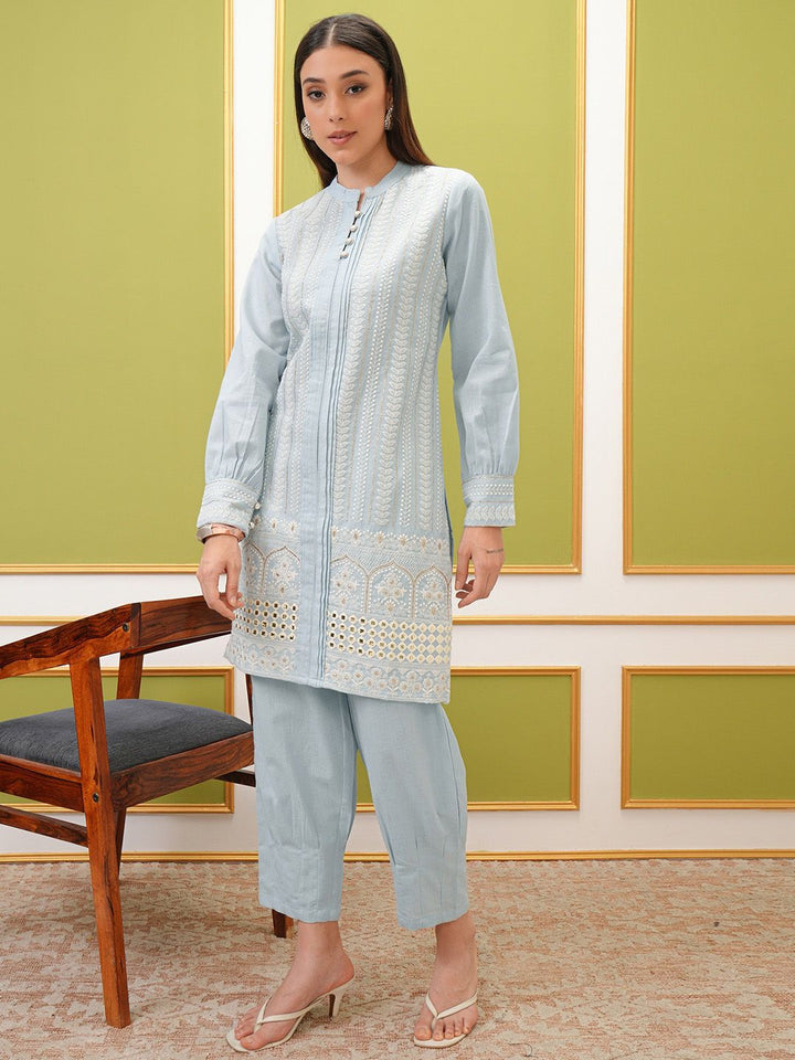 Vishudh Ethnic Motifs Embroidered Regular Thread Work Pure Cotton Kurta with Trousers