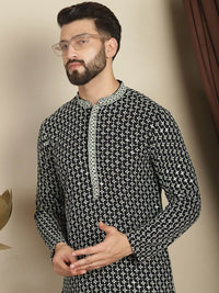 Anouk Geometric Printed Mandarin Collar Lengan Panjang Cotton Kurta