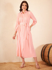 DENNISON Puff Sleeve Belted Shirt Dress