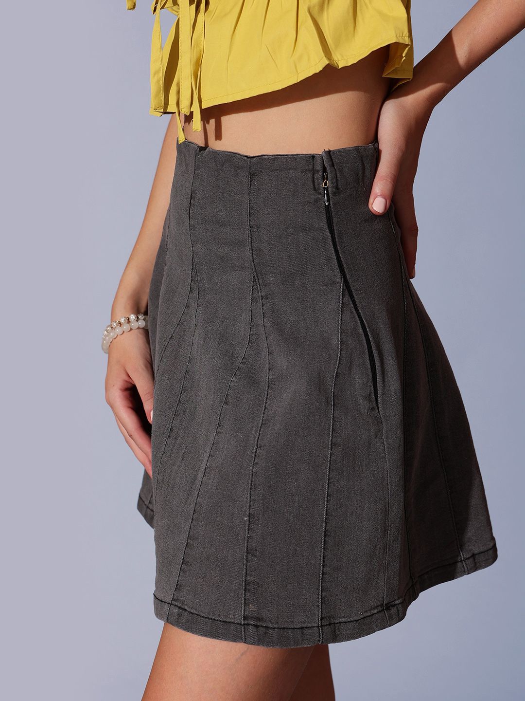 STREET 9 Woven Design A-Line Mini Skirt