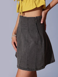 STREET 9 Woven Design A-Line Mini Skirt
