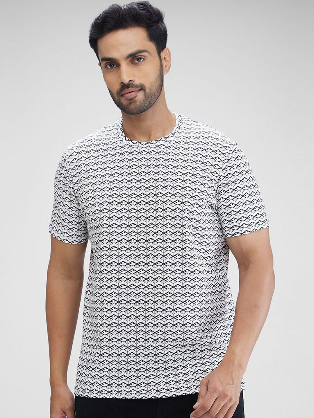 Park Avenue Men Printed Polo Collar Pockets Slim Fit T-shirt