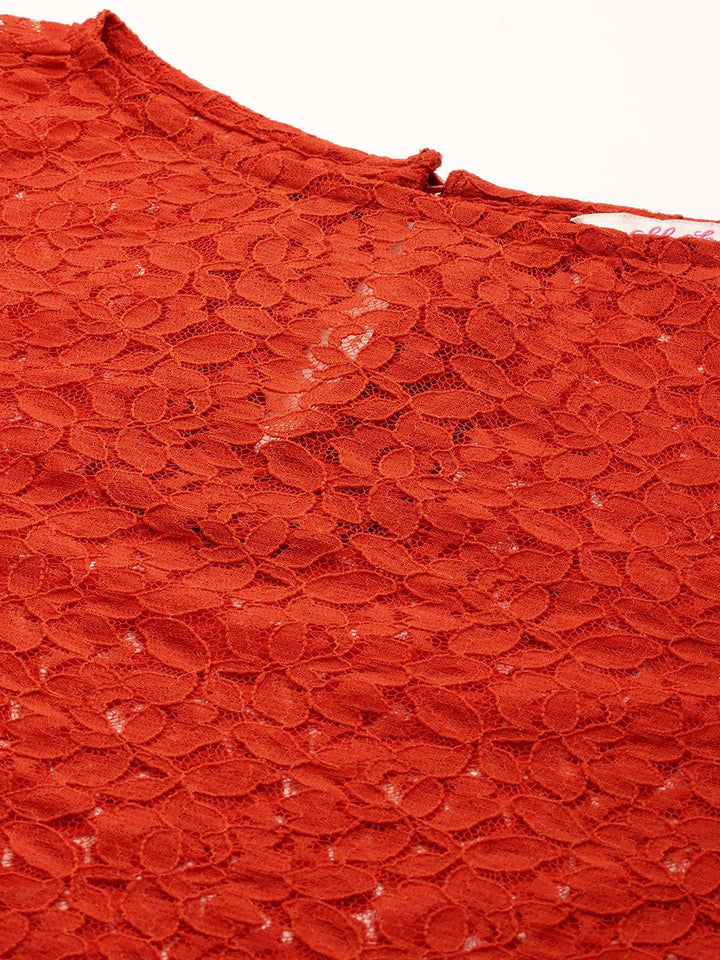 all about you Puff Sleeves Lace-Inserted Top