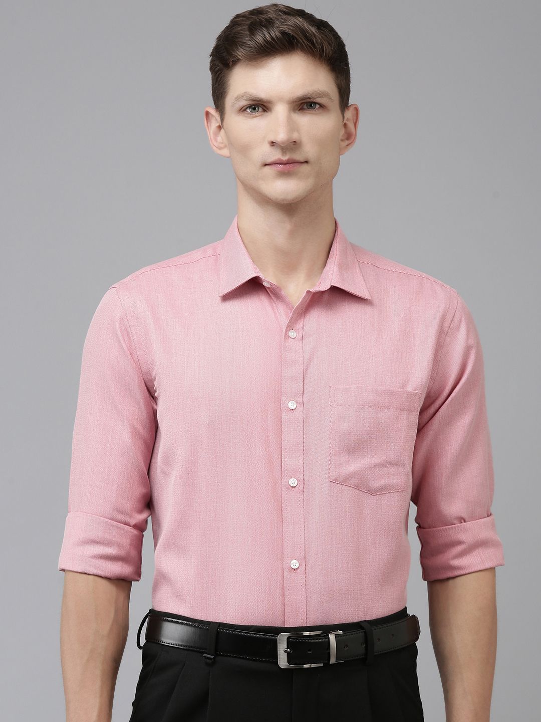 Park Avenue Self Design Textured Slim Fit Opaque Formal Shirt