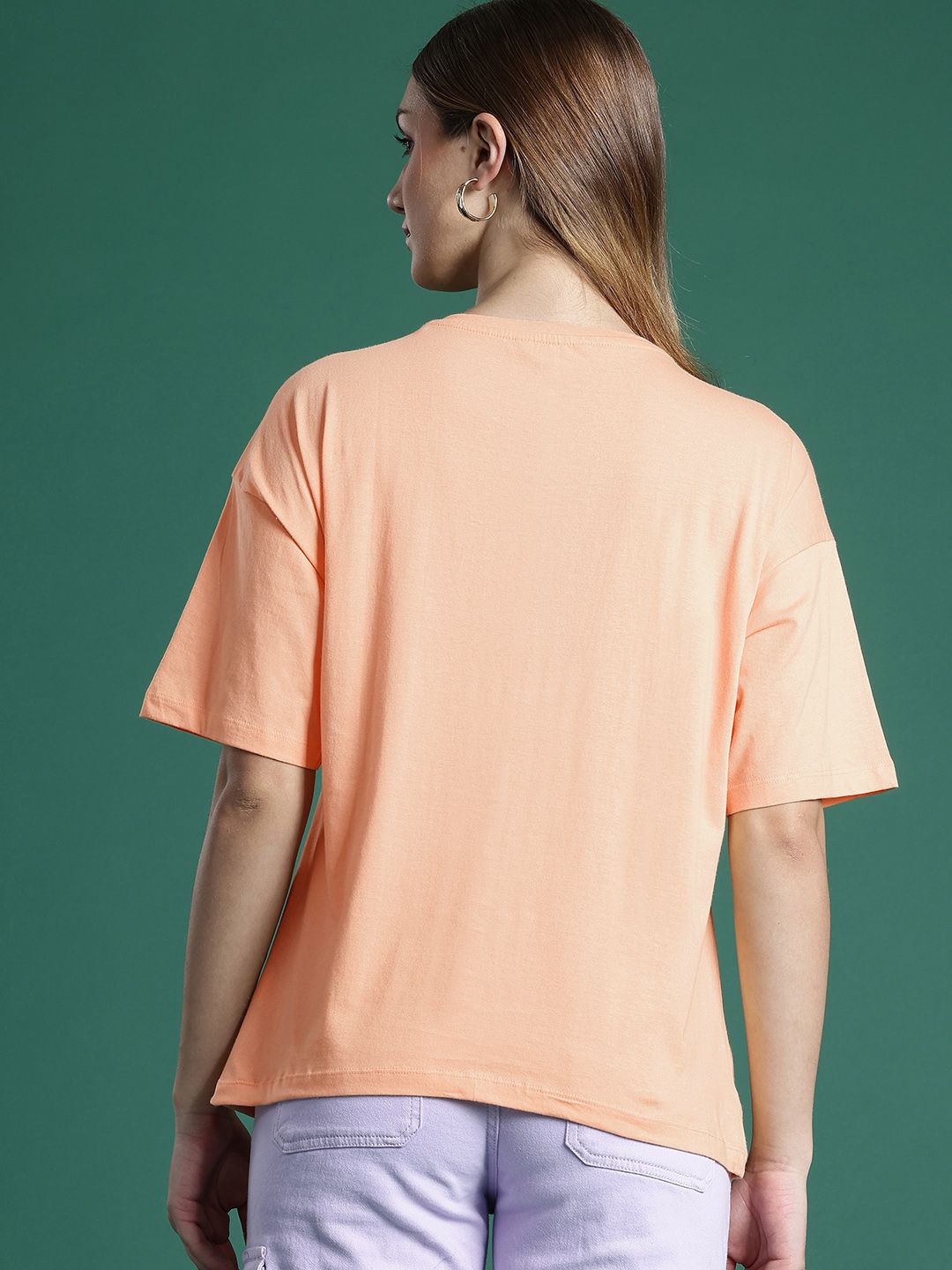 DressBerry Printed Drop-Shoulder Sleeves Pure Cotton Relaxed T-shirt
