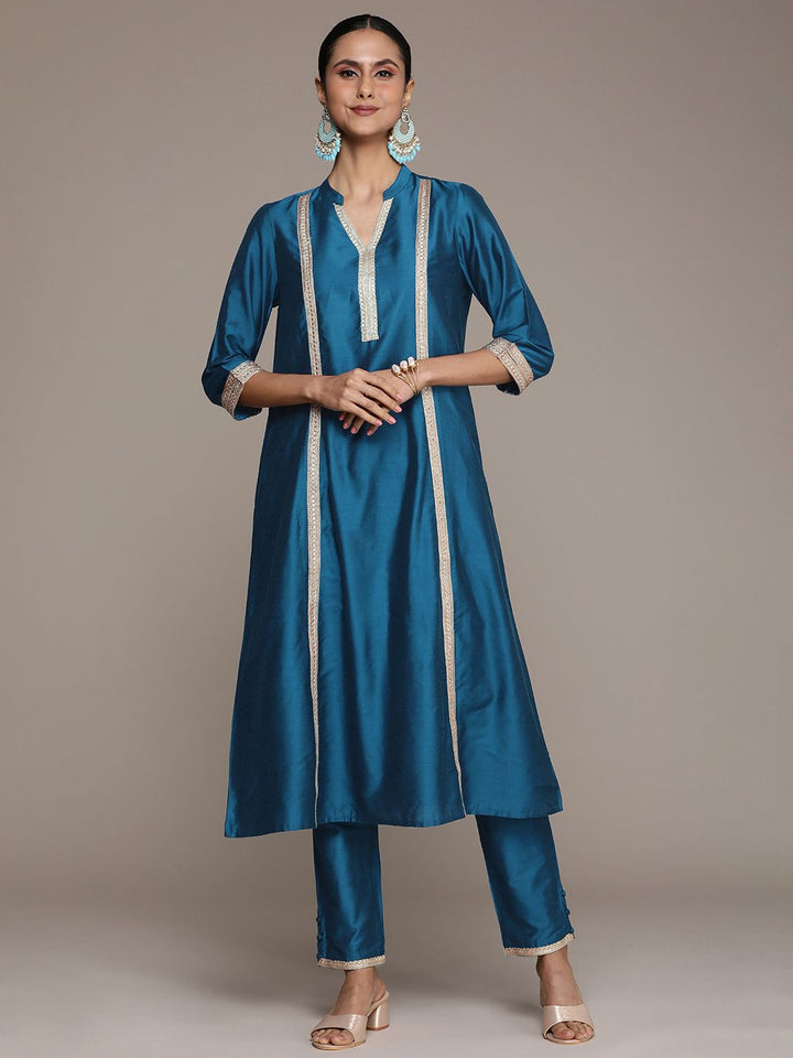 House of Pataudi Women Yoke Design Regular Gotta Patti Jashn Kurta With Trousers