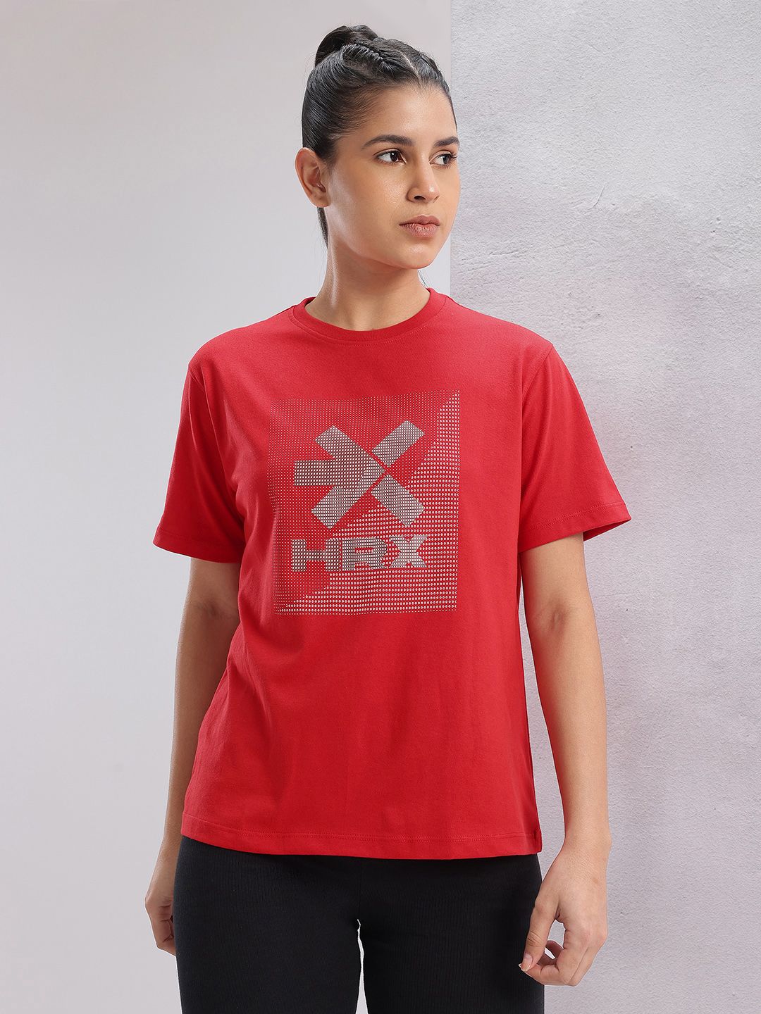HRX by Hrithik Roshan Twin Collection Brand Logo Printed Training T-shirt