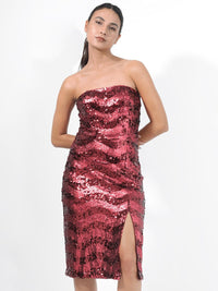 RAREISM Sequin Embellished Strapless Sheath Dress