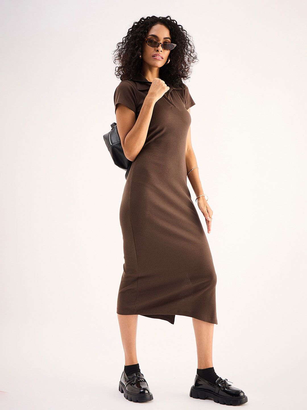 SASSAFRAS BASICS Shirt Collar Cotton Midi Dress