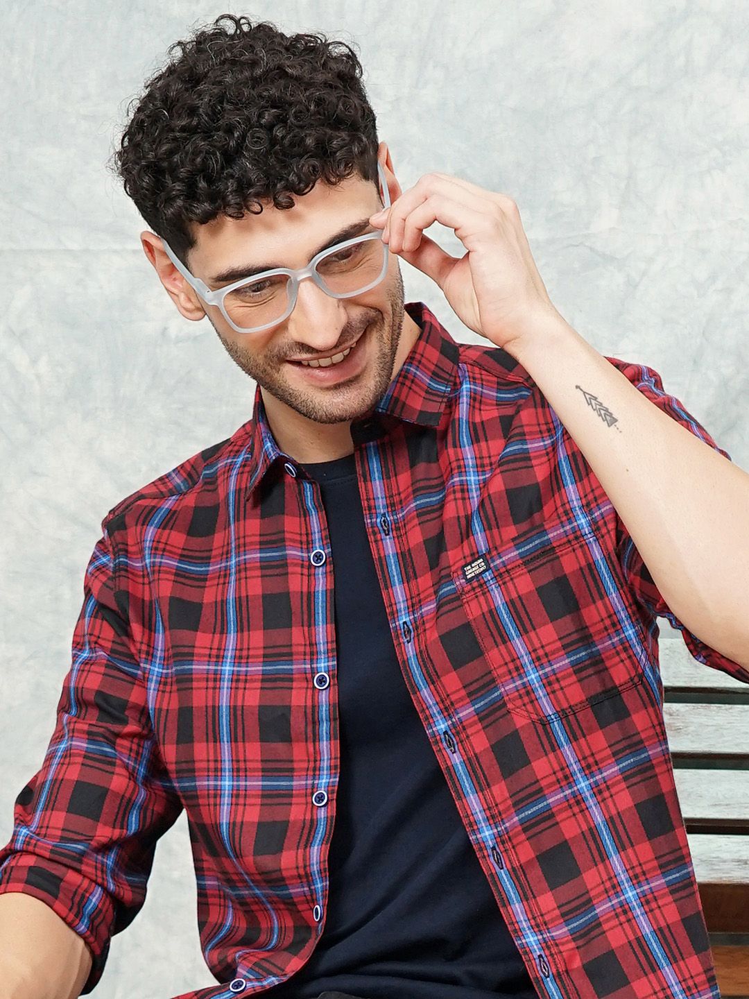 The Indian Garage Co Men Slim Fit Opaque Checked Casual Shirt