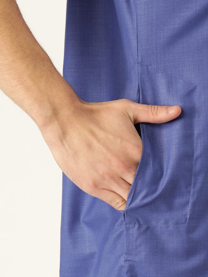 SOJANYA Men Blue Solid Pathani Kurta