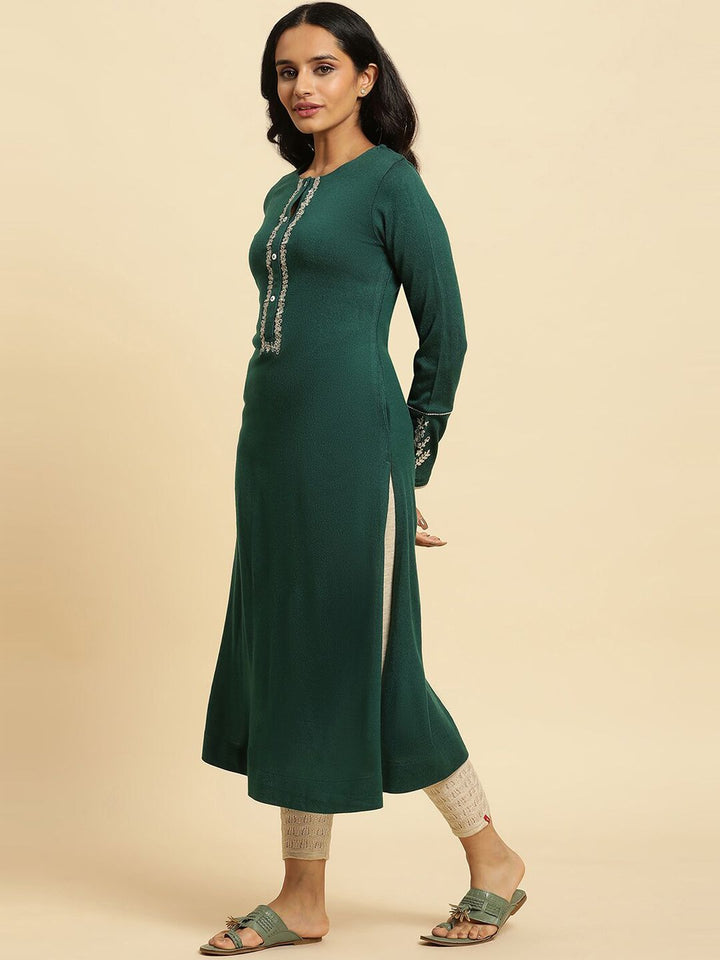 W Floral Embroidered Regular Kurta With Trousers