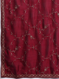 Indo Era Floral Embroidered Zari Kurta With Trousers & Dupatta