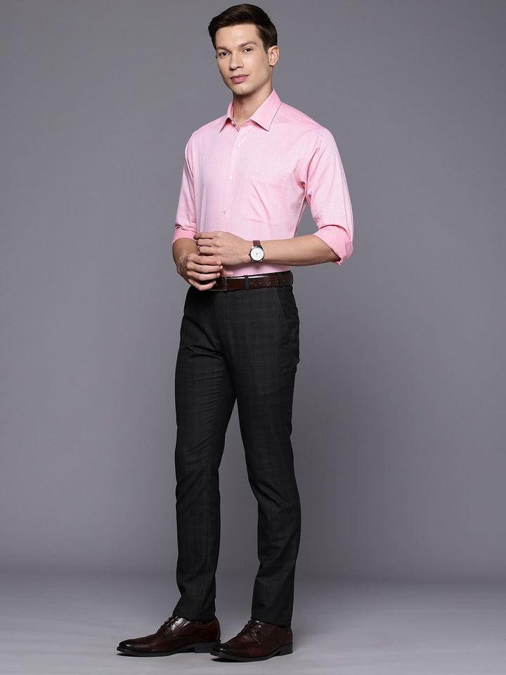 Raymond Slim Fit Self Design Textured Pure Cotton Formal Shirt