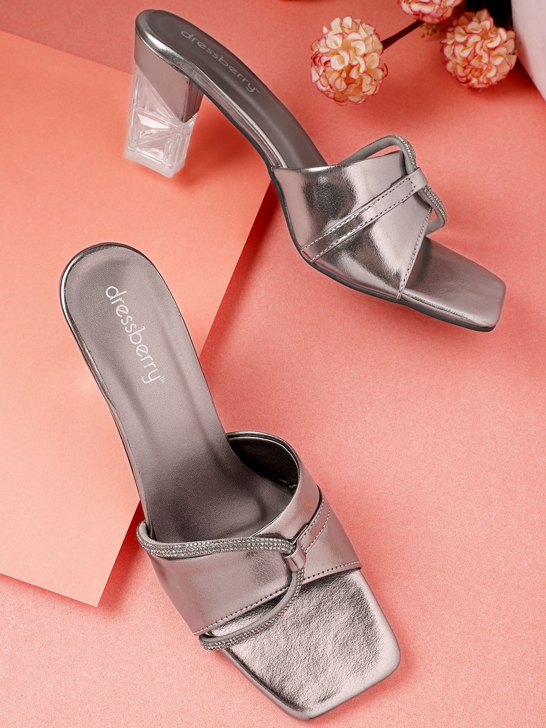 DressBerry Embellished Party Block Heel