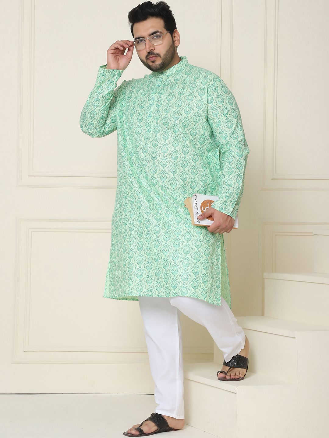 SOJANYA PLUS Men Plus Size Ethnic Motifs Printed Kurta