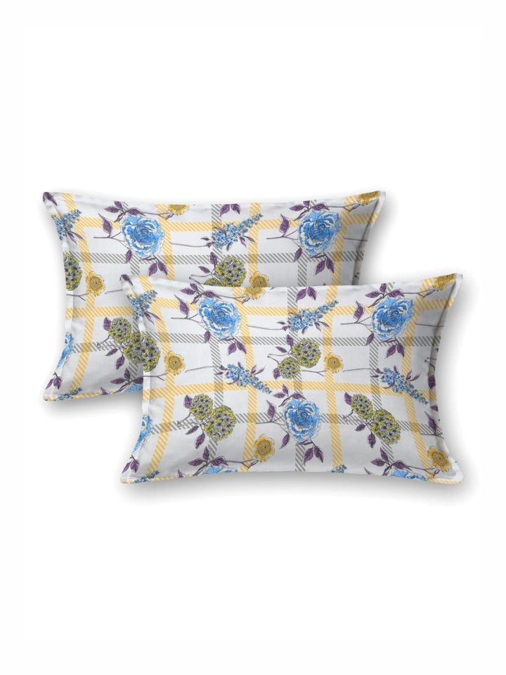 BOMBAY DYEING Florentine Blue Printed Pure Cotton 144 TC Queen Bedsheet Set 2.28 X 2.54 m