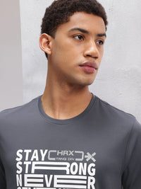 HRX by Hrithik Roshan Typography Print Rapid-Dry Training T-shirt